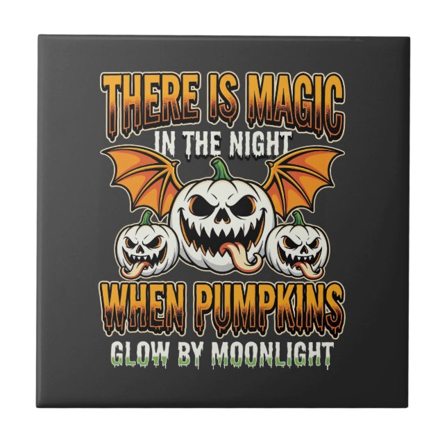 Halloween Magic Pumpkin Moonlight Horror Vector Tile (Front)