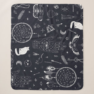 Halloween Magic: Vintage Doodle Pattern. Sherpa Blanket