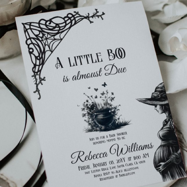 Halloween Magical Little Boo Black Baby Shower Invitation (Creator Uploaded)