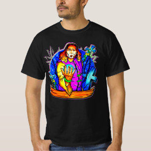Halloween Magician Sword Grave Light Globe T-Shirt