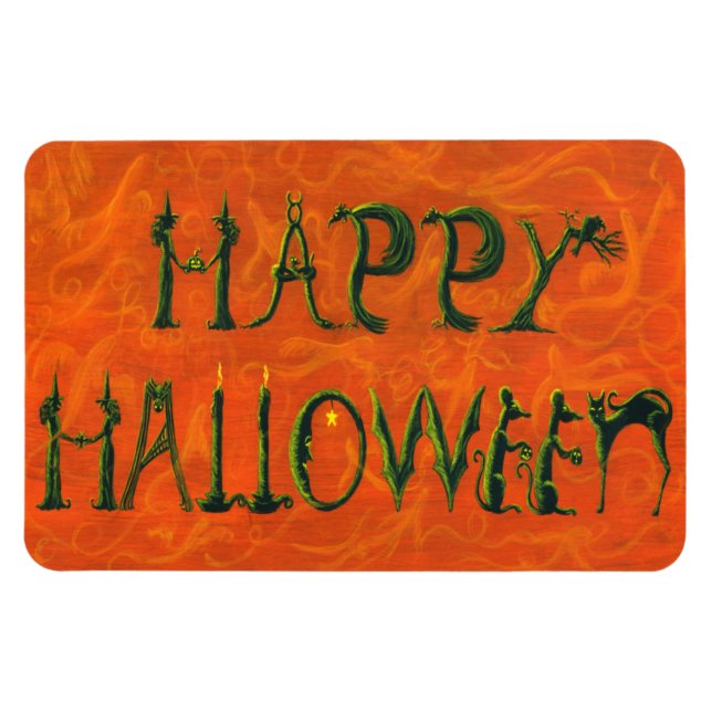 Halloween Magnet "Happy Halloween" figural sign (Horizontal)