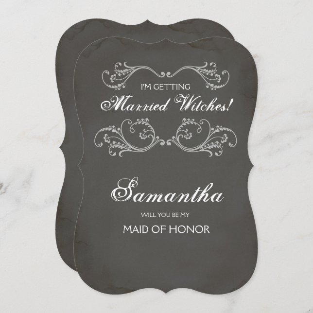 Halloween Maid of Honour Proposal Invite ~ Funny (Front/Back)