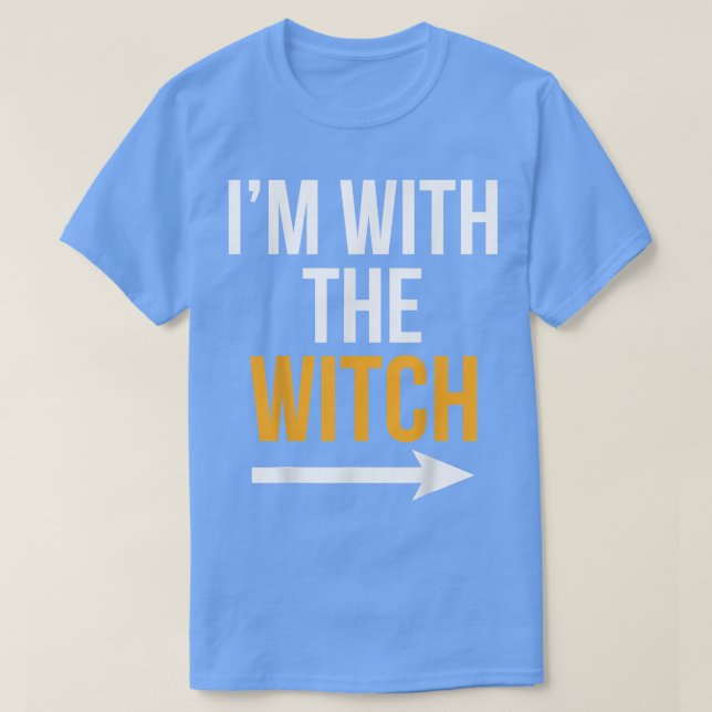 Halloween Male Im with the Witch Costume Funny Cou T-Shirt (Design Front)