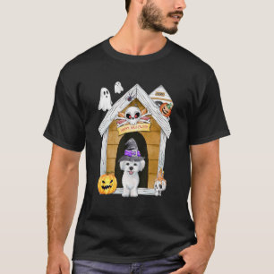 Halloween Maltese Dog Witch Haunted House T-Shirt