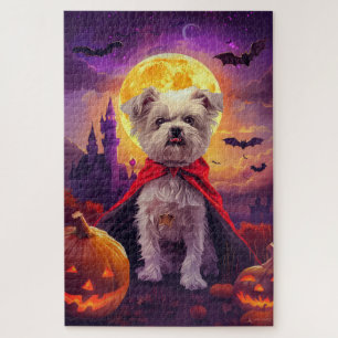 Halloween Maltese Vampire Pumpkins Scary Jigsaw Puzzle