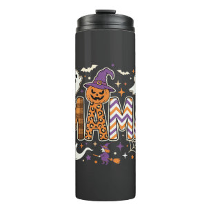 Halloween Mama Ghosts Witch and Pumpkin Graphic Thermal Tumbler