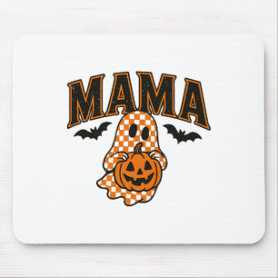 Halloween Mama Shirt Ghost Pumpkin Cute Plaid Fall Mouse Pad