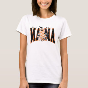 Halloween “MAMA” T-Shirt – Cute Ghost & Bats Graph