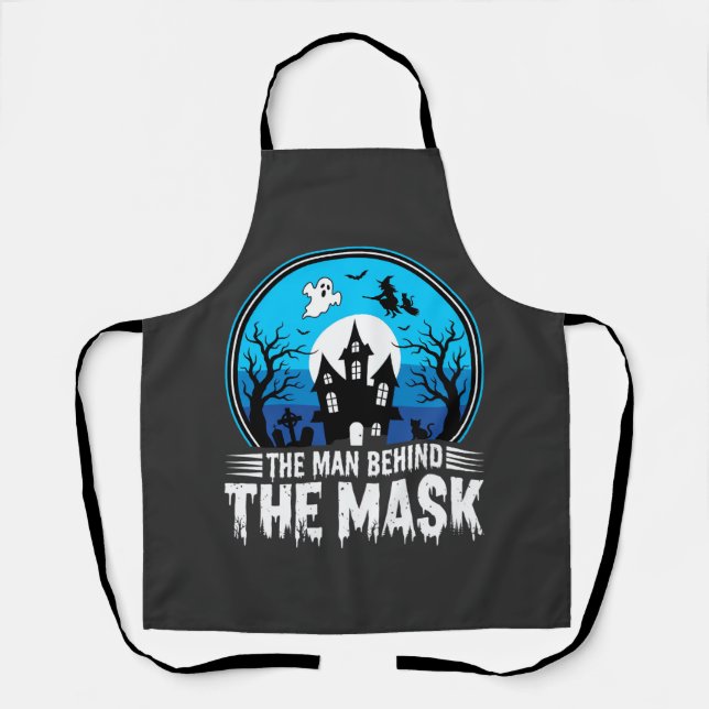 Halloween Man Behind the Mask Haunted House Apron (Front)