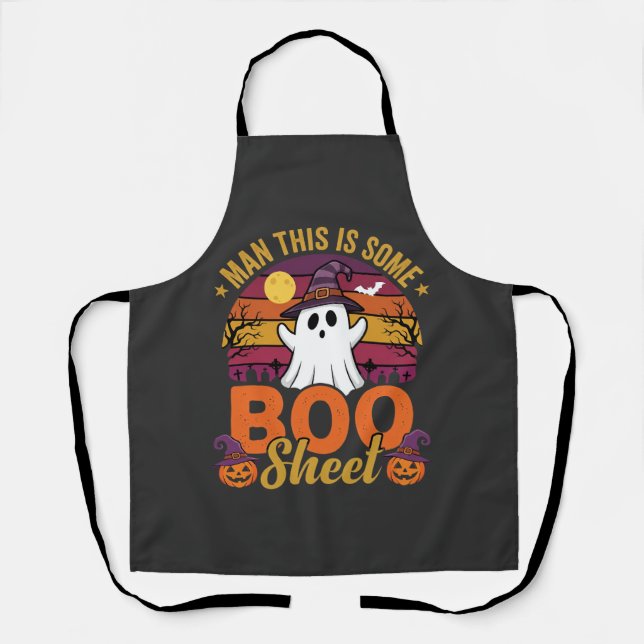 Halloween Man This Is Some Boo Sheet Ghost Design Apron (Front)