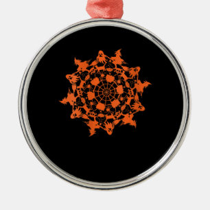 Halloween Mandala Spider Witch Ghost Skull Gift Metal Tree Decoration