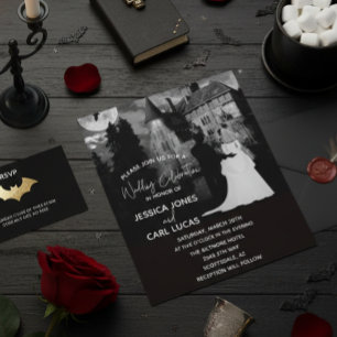 Halloween Mansion Couple Wedding October Invitatio Flyer