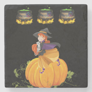 Halloween Marble Stone Coaster, Happy Halloween Coaster