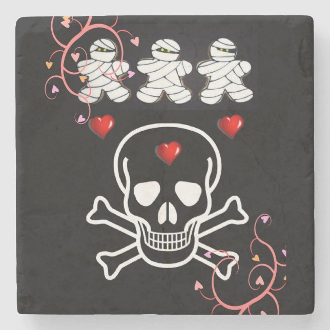 Halloween Marble Stone Coaster, Skull Coaster (Front)