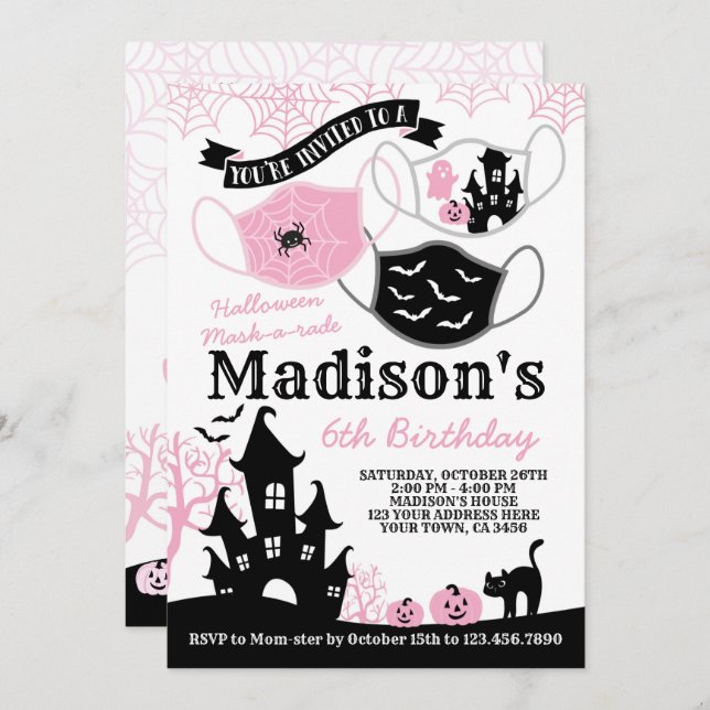 Halloween Mask-a-rade Invitation (Front/Back)