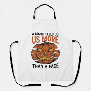 Halloween Mask Quote Vintage Pumpkin Face T-Shirt_ Apron