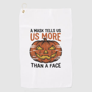 Halloween Mask Quote Vintage Pumpkin Face T-Shirt_ Golf Towel