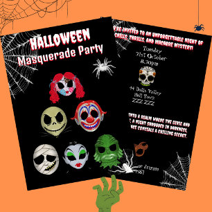 Halloween masked part disguise masquerade invitation