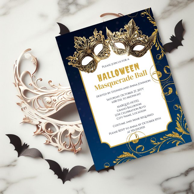 Halloween Masquerade Ball Invitation (Halloween masquerade ball invitation front view.)