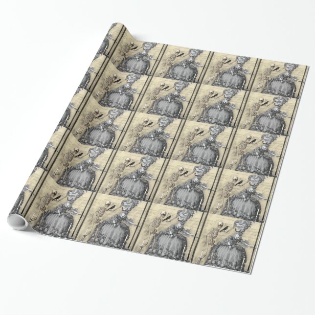 Halloween Masquerade Ball Wrapping Paper (Unrolled)