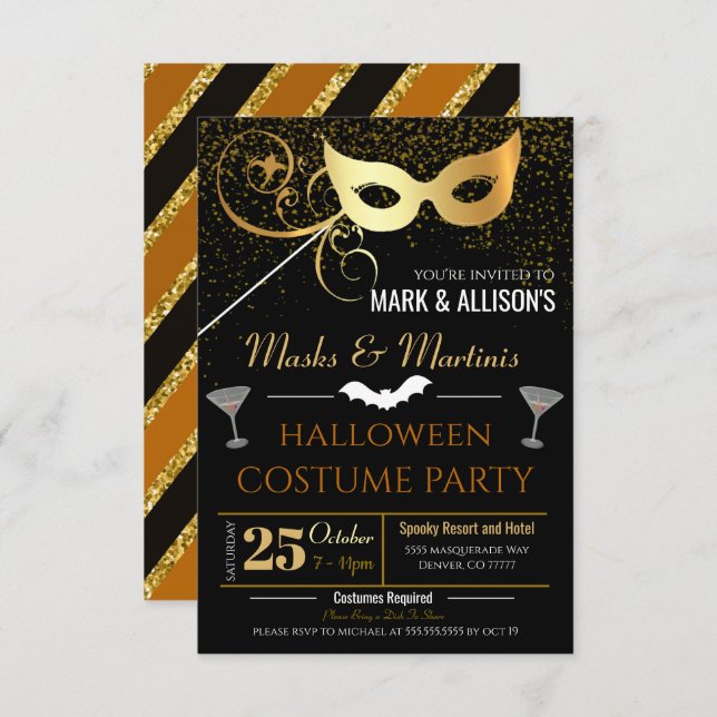 Halloween Masquerade Costume Party Invitation (Front/Back)