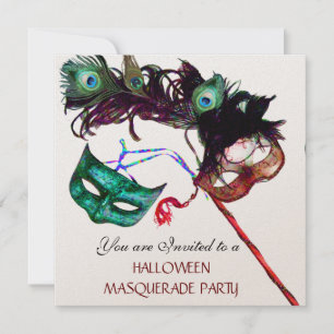 HALLOWEEN MASQUERADE PARTY,Black Gold Metallic Invitation
