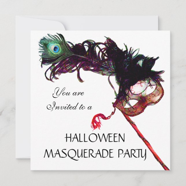 HALLOWEEN MASQUERADE PARTY,Black Invitation (Front)