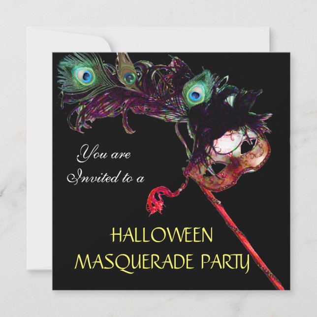 HALLOWEEN MASQUERADE PARTY,Black Invitation (Front)