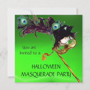 HALLOWEEN MASQUERADE PARTY, Green Orange Invitation