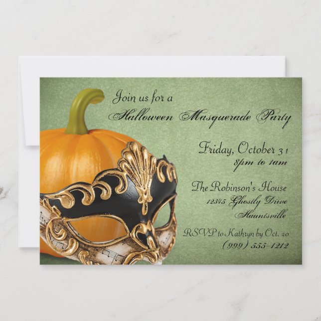 Halloween Masquerade Party Invitations (Front)