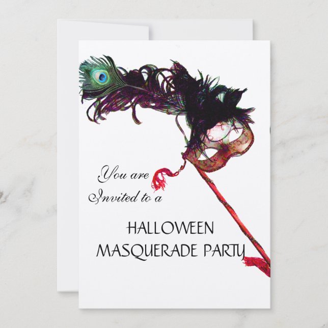 HALLOWEEN MASQUERADE PARTY,metallic champagne Invitation (Front)