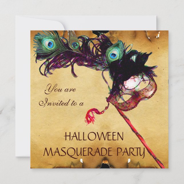 HALLOWEEN MASQUERADE PARTY parchment Invitation (Front)