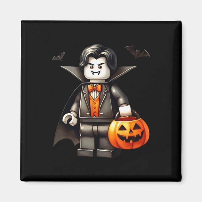 Halloween Master Builder Vampire Kids Building Blo Magnet (Front)
