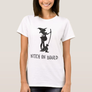 Halloween Maternity Witch on Board Pregnant T-Shirt