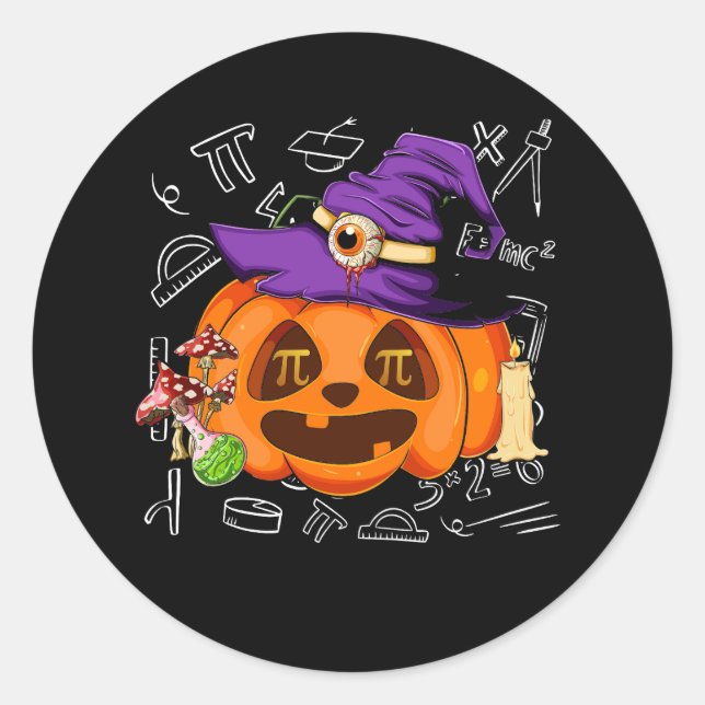 Halloween Math Teacher Pumpkin Pie Pi Mathematics  Classic Round Sticker (Front)
