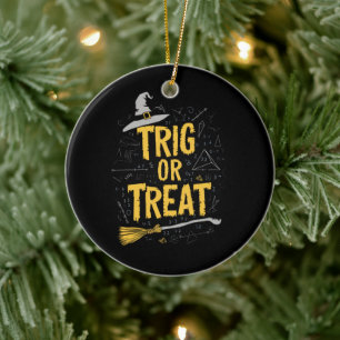 Halloween Math Teacher Trig Or Treat School Ceramic Tree Decoration