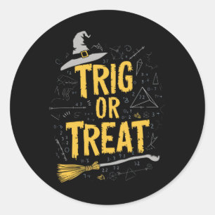 Halloween Math Teacher Trig Or Treat School  Classic Round Sticker