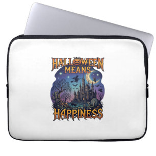 Halloween Means Happiness Haunted Castle Witch Moo Laptop Sleeve
