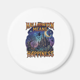 Halloween Means Happiness Haunted Castle Witch Moo Magnet