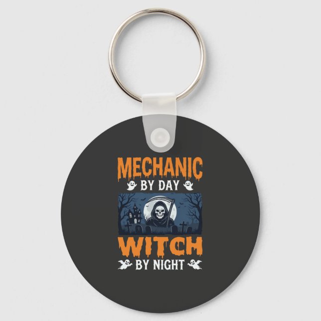 Halloween Mechanic by Day Witch by Night Key Ring (Front)
