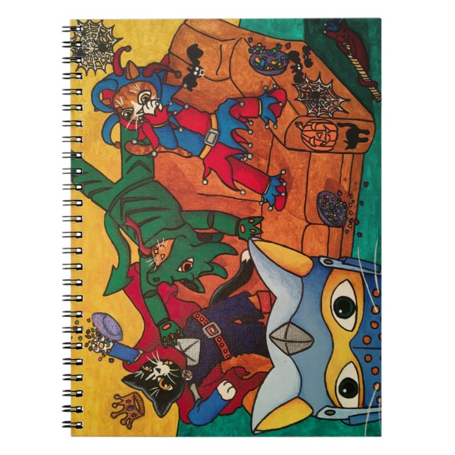 Halloween Mediaeval Knight Costume Cats Spiral Notebook (Front)