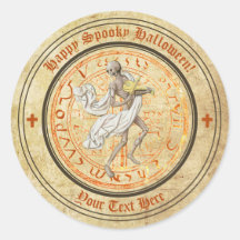 Halloween Mediaeval Musicing Skeleton Sticker