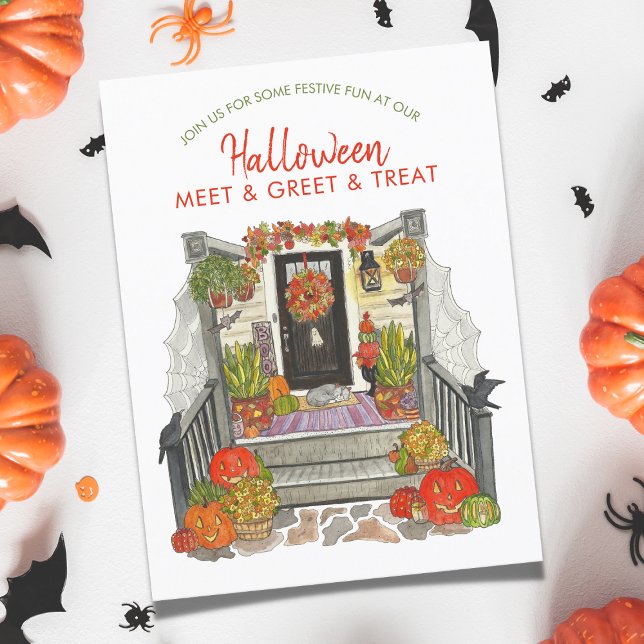 Halloween Meet, Greet, and Treat Party Invitation Postcard (Halloween Meet & Greet Invitation)