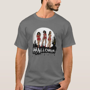 Halloween Melanin Katana Sistas Bat Reaper Scarecr T-Shirt