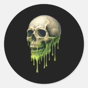 Halloween Melting Skull Graphic Classic Round Sticker