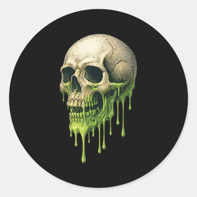 Halloween Melting Skull Graphic  Classic Round Sticker (Front)