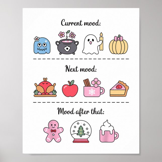 Halloween Meme Current Mood Thanksgiving Christmas Poster (Front)
