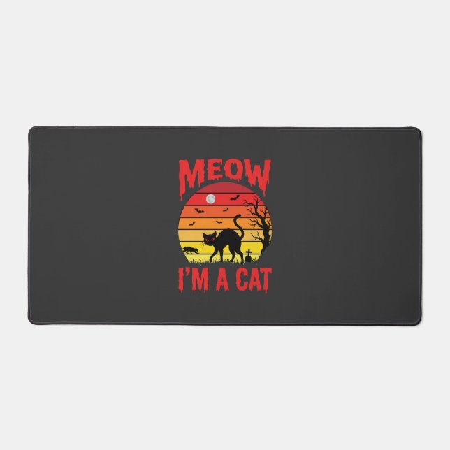 Halloween Meow Im a Cat Retro Sunset Desk Mat (Front)