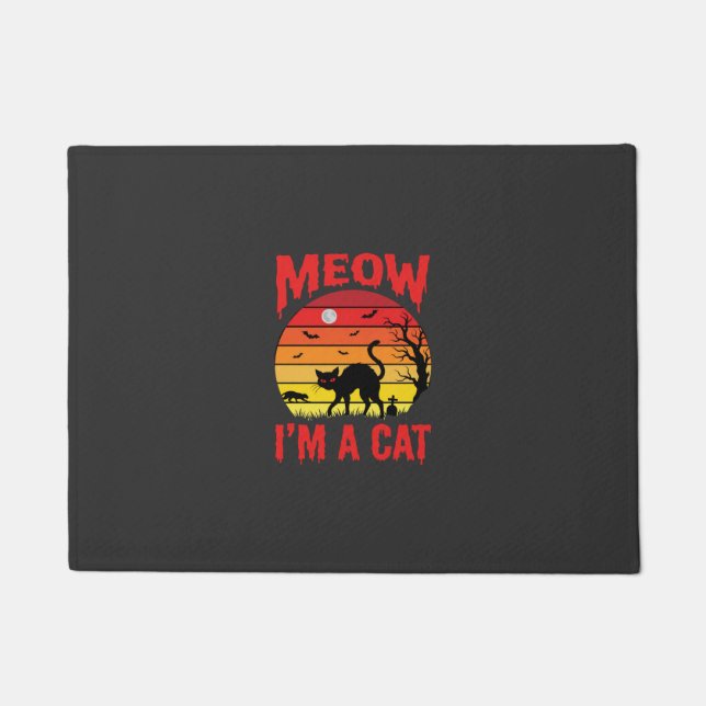 Halloween Meow Im a Cat Retro Sunset Doormat (Front)