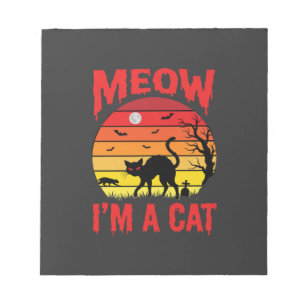 Halloween Meow Im a Cat Retro Sunset Notepad